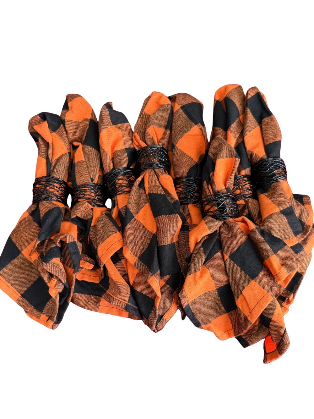 Orange and Black Buffalo Plaid Napkin Rings - Kids Accessories